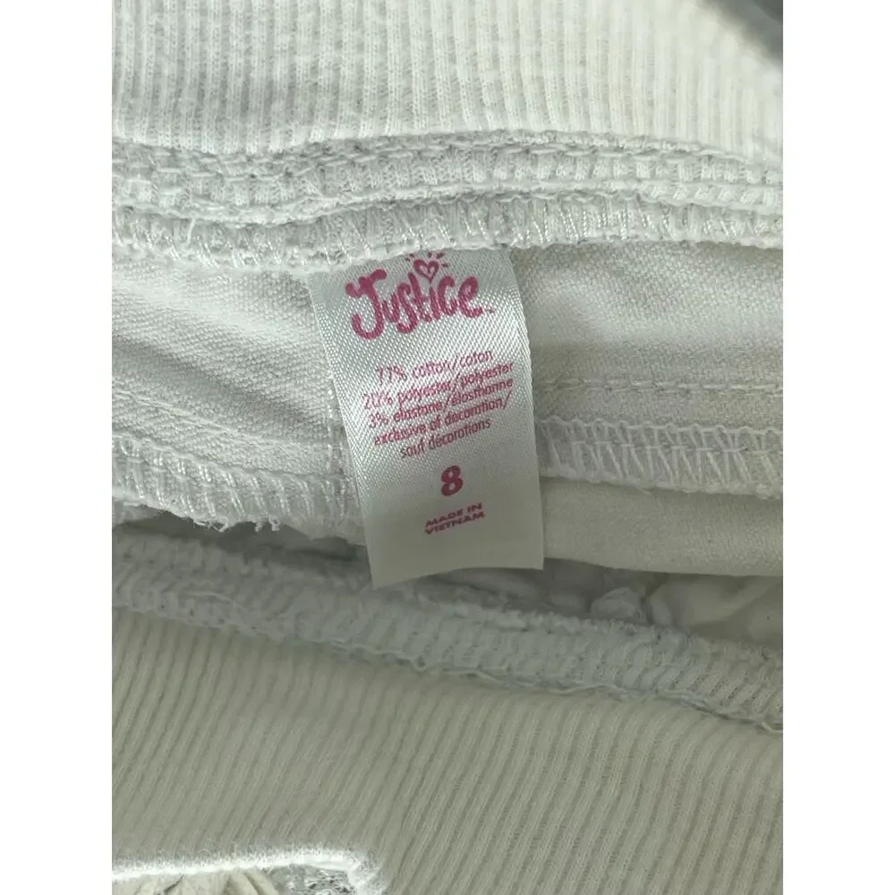 Justice Girls White Wash Denim Pull-On Jean Shorts Youth Size 8